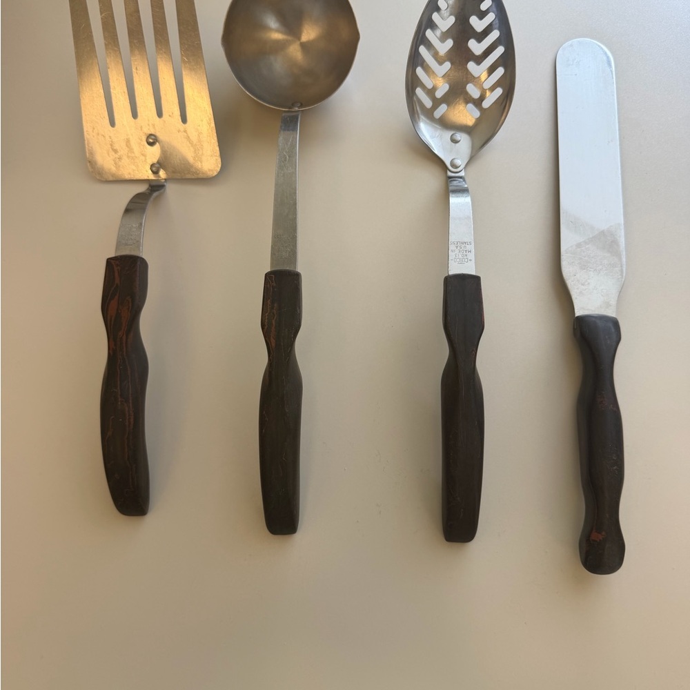 Cutco 4 Piece Vintage Serving Utensils Wood Handle Stainless Steel - Picture 2 of 12